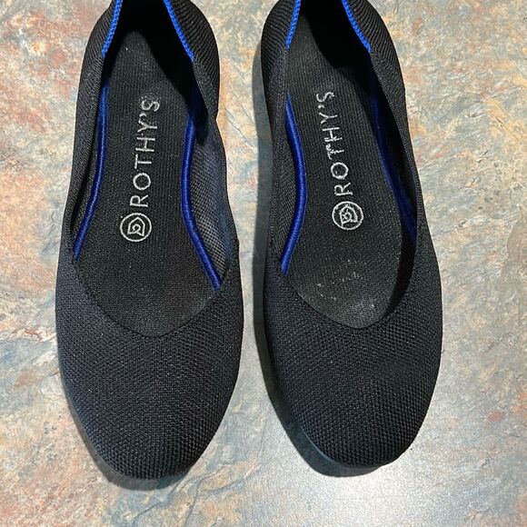 Rothy’s Ballet Black Solid Textile Comforter Flat Shoes Woman’s 7.5 - Picture 1 of 7